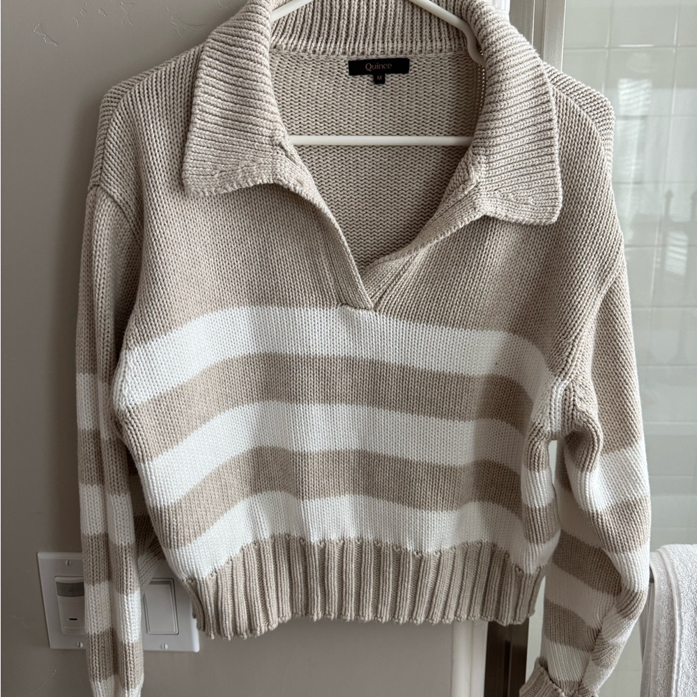 Quince Striped Sweater - Cream and White